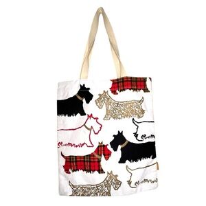 Milly Green 100% Cotton Scottie Tote Bag Snap Closure